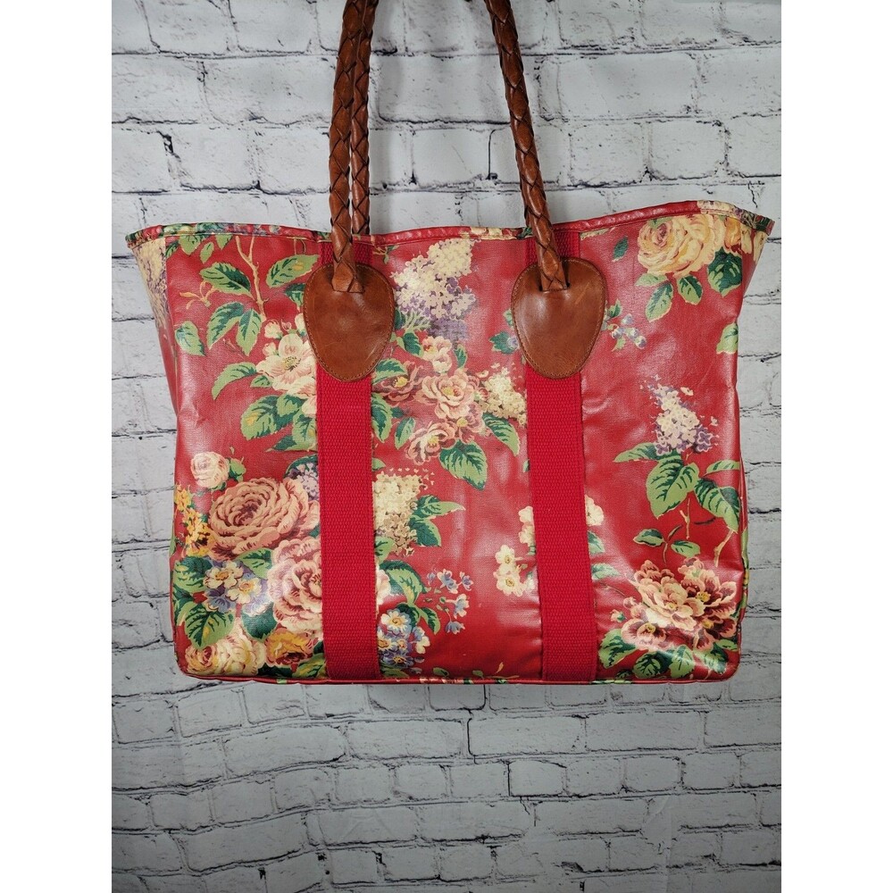 Nordic House Designs Floral Coated Canvas Tote Bag With Leather Handles